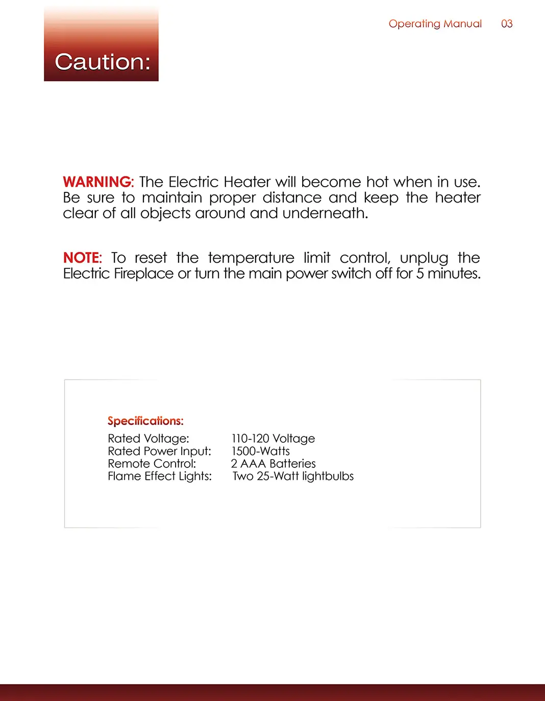 Burkfield Astor HM-245 Operating Manual: Page #3: Warning and Note