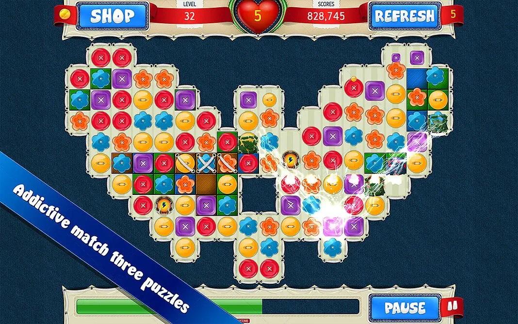 Small Buttons screenshot 03: Gameplay mobile match3